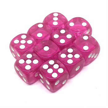 Dice D6 12 mm 10pcs. Pink Transparent