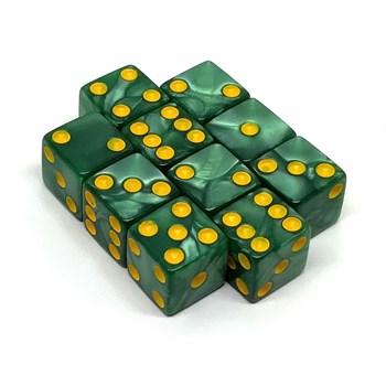 Dice Set D6 Marbled Green Depth 16 mm with Square Corners (10 pcs.)