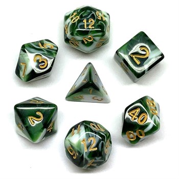 7-Piece RPG Dice Set — Green Marbled