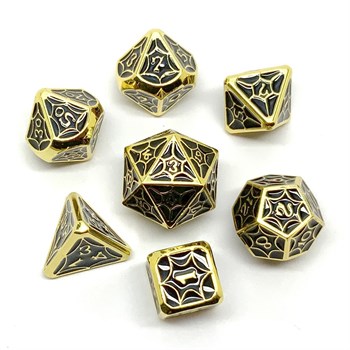 7-Piece Metal RPG Dice Set — Dark Stained Glass