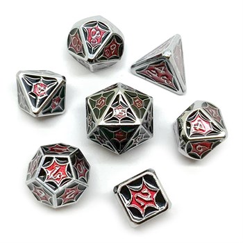 7-Piece Metal RPG Dice Set — Dark Stained Glass