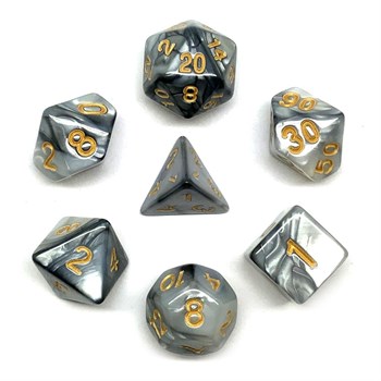 7-Piece RPG Dice Set — Grey Marbled