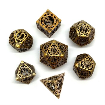 7-Piece Metal RPG Dice Set — Bronze Gears