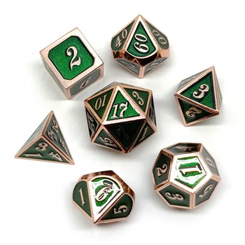 7-Piece Metal RPG Dice Set — Rich Green