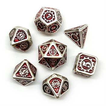 7-Piece Metal RPG Dice Set — Red Gears
