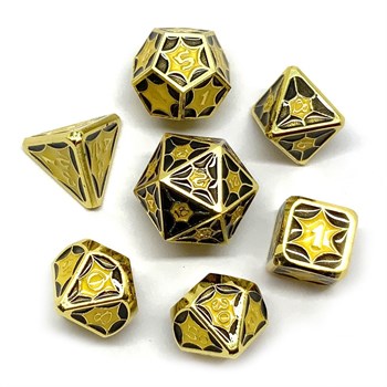 7-Piece Metal RPG Dice Set — Gilded Stained Glass