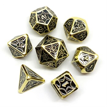 7-Piece Metal RPG Dice Set — Dark Stained Glass