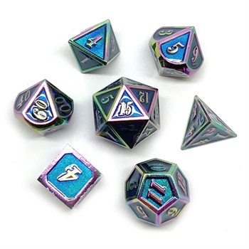 7-Piece Metal RPG Dice Set — Burnt Metal