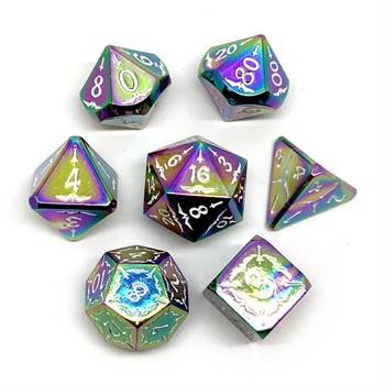 7-Piece Metal RPG Dice Set — Glowing Metal
