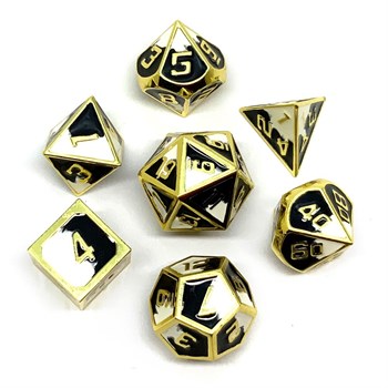 7-Piece Metal RPG Dice Set — White Granite