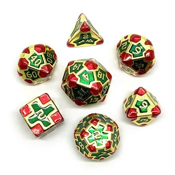 7-Piece Metal RPG Dice Set — Green Jasper