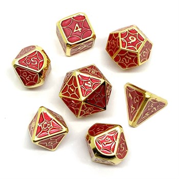 7-Piece Metal RPG Dice Set — Red Stained Glass
