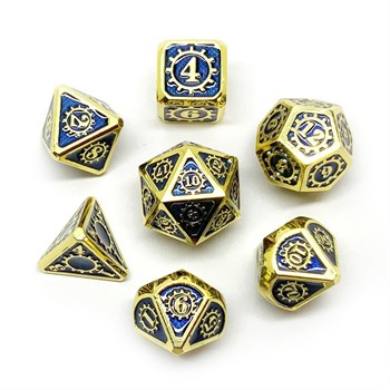 7-Piece Metal RPG Dice Set — Blue Gears