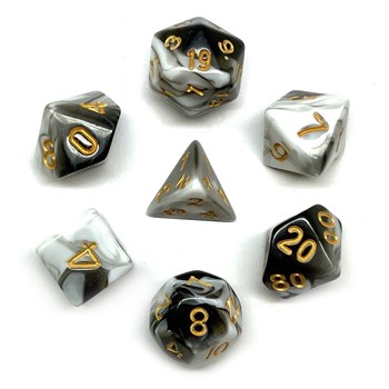 7-Piece RPG Dice Set — Black Marble