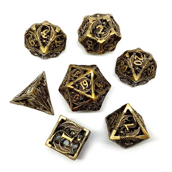 7-Piece Metal RPG Dice Set — Dragon Bronze