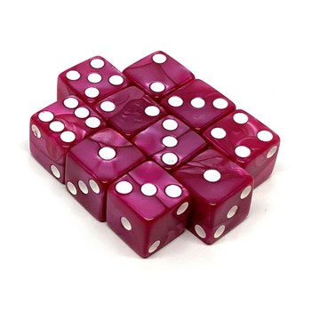 Dice Set D6 Marbled Pink 16 mm with Square Corners (10 pcs.)