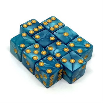 Dice Set D6 Marbled Turquoise Horizon 16 mm with Square Corners (10 pcs.)