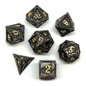 7-Piece Metal RPG Dice Set — Dragon Black