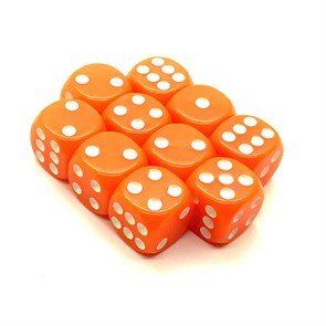 Кубики д6 16мм 10шт. Оранжевый