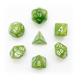 Кубики ДнД (7 шт) / Дайсы для DnD / Dungeons & Dragons /  RPG / Перламутровый болотно-зеленый
