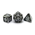 Кубики ДнД (7 шт) металлические / Дайсы для DnD / Dungeons & Dragons / RPG / Черно-белый витраж - фото 10444