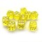 Dice Set 10 pcs. D6 Transparent Yellow 16 mm with Square Corners - photo 18079