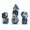 7-Piece Metal RPG Dice Set — Silver-Light Blue Mechanism - photo 29934