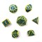 7-Piece Metal RPG Dice Set — Dragon Scale Gold-Light Blue - photo 30111