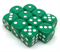 Dice D6 12 mm 10pcs. Green with White Dots - photo 30934