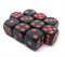 Dice D6 16 mm 10pcs. Black with Dark Rose Dots - photo 30940