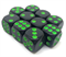 Dice D6 16 mm 10pcs. Black with Green Dots - photo 30941